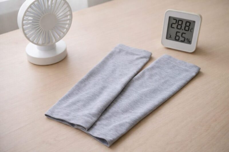 冷感タイプのアームカバーを風と一緒に使うイメージ