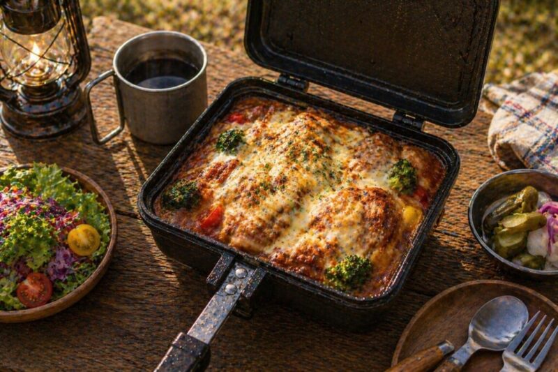 ダブルパンクッカーで作るボリュームのあるキャンプ飯イメージ