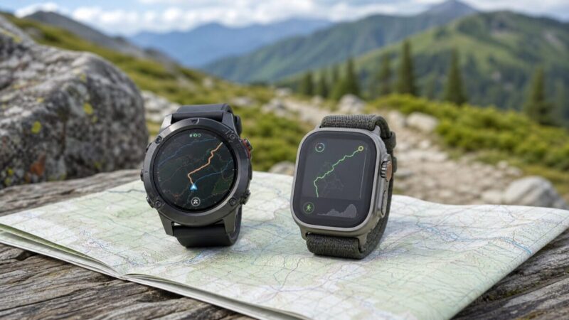 丸型アウトドアウォッチと角型スマートウォッチの比較