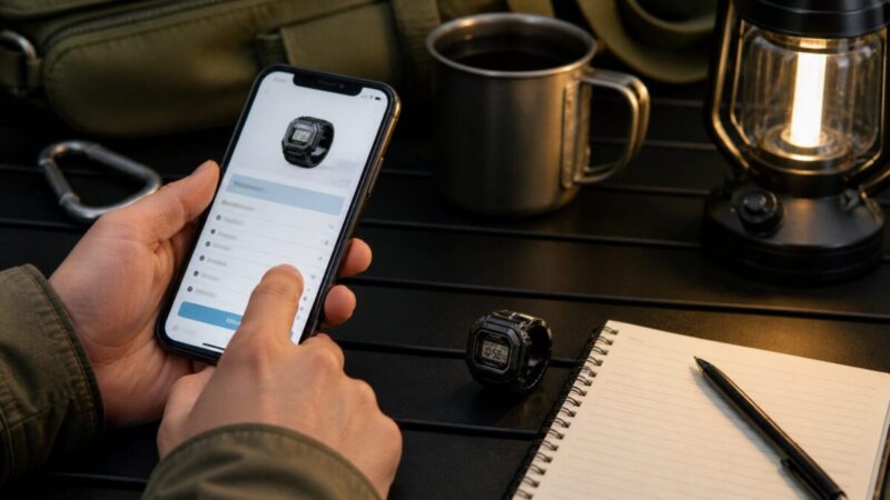 スマホで再入荷情報を確認する小型リングウォッチ購入準備のイメージ