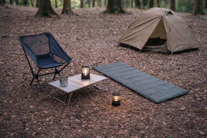 ミニマルでも快適さを保ったソロキャンプサイト