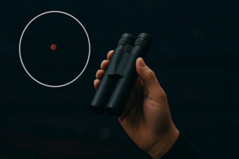 高倍率は視野が狭くブレやすいことを示した、ライブ向けの注意喚起イメージ。