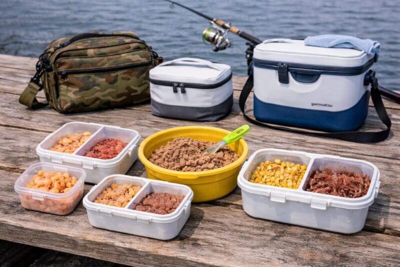 3.3mクラスの竿に合わせたシンプルな餌入れ収納スタイル