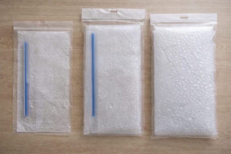 厚みや質感の違う結露対策グッズを机の上に並べて、使い分けを比較しているイメージ