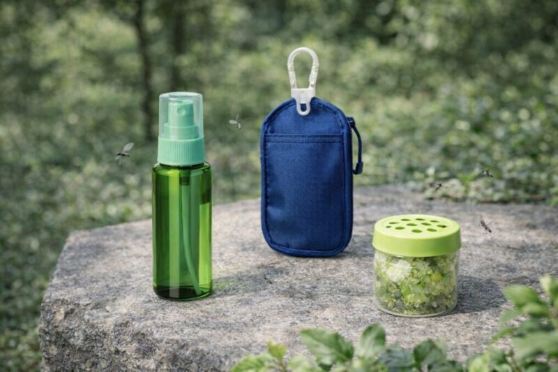 ハッカ油系の爽やかな香りをイメージした虫対策アイテムの写真案