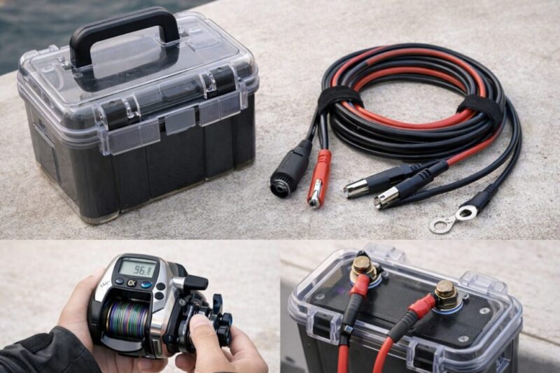 電動リール用のバッテリーと電源コードの基本がわかる準備イメージ