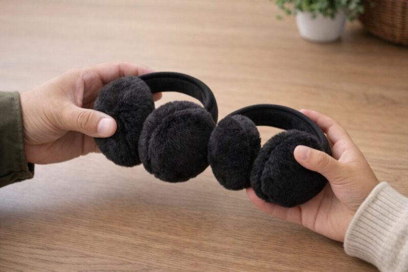 子供用耳当てのサイズ感を確認するイメージ