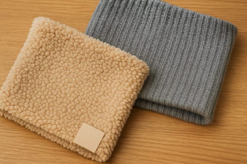 ボアとニットの質感が分かるように並べたネックウォーマー比較イメージ