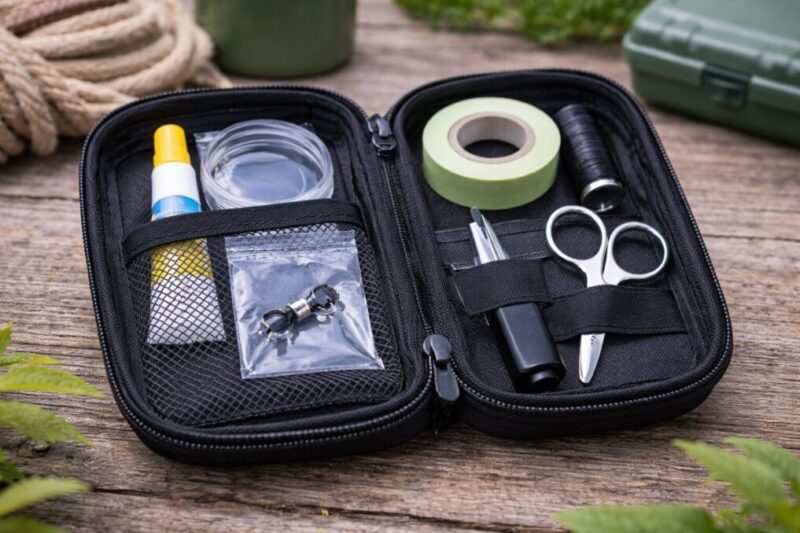 アウトドア先で使いやすい釣竿応急補修キット