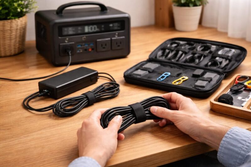 ケーブル断線や発熱を避けるために配線を整えるイメージ