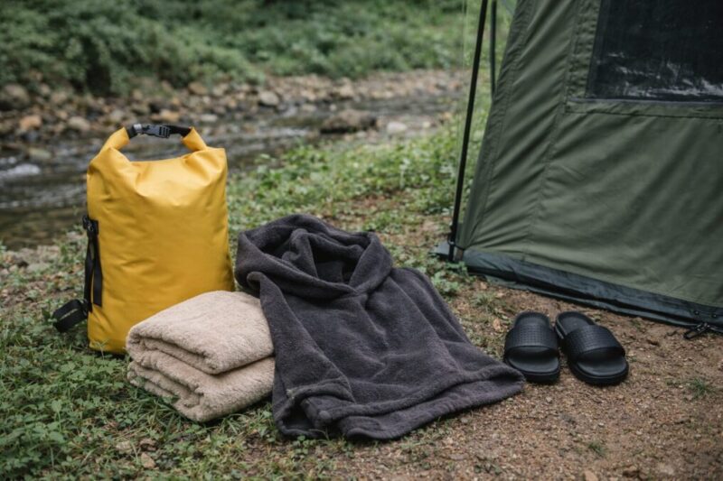 テントサウナで快適に過ごすための準備用品イメージ
