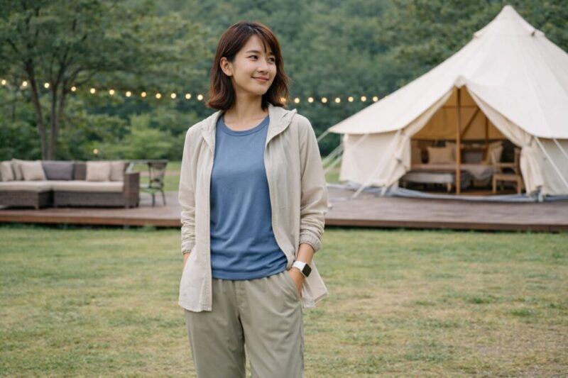 春夏のグランピングで快適に過ごせる女子向け重ね着コーデ