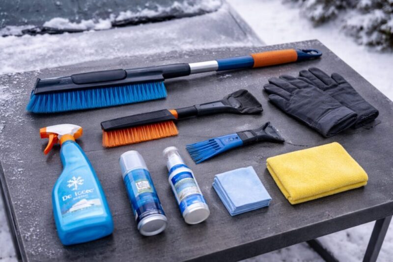 雪下ろし道具を用途別に使い分けるイメージ