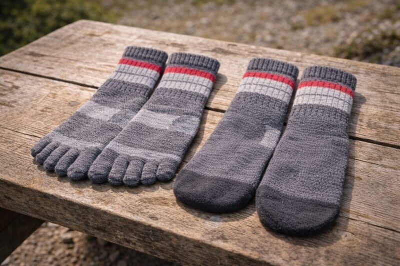 5本指ソックスと通常ソックスを並べて違いが分かる比較イメージ