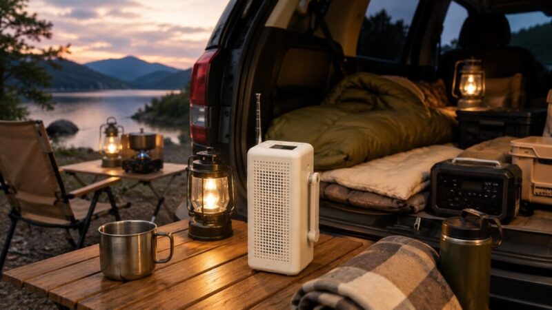 車中泊やキャンプで使いやすい手回し充電ラジオ