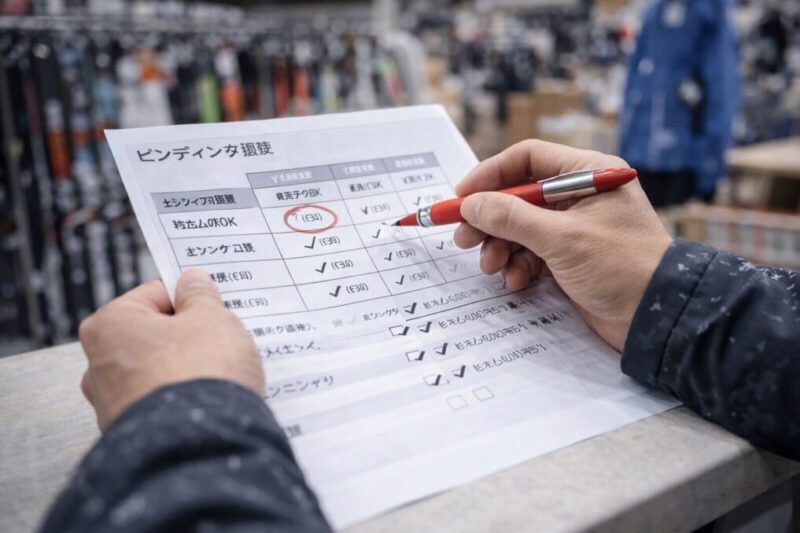 ビンディング調整の料金相場を比較検討するイメージ