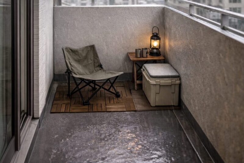 狭いベランダでもくつろげる省スペースなベランピング配置