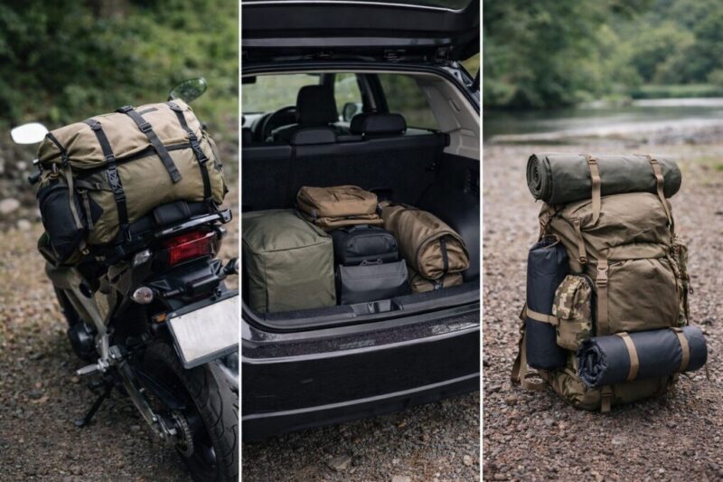 移動手段ごとに違うキャンプ装備の積載イメージ