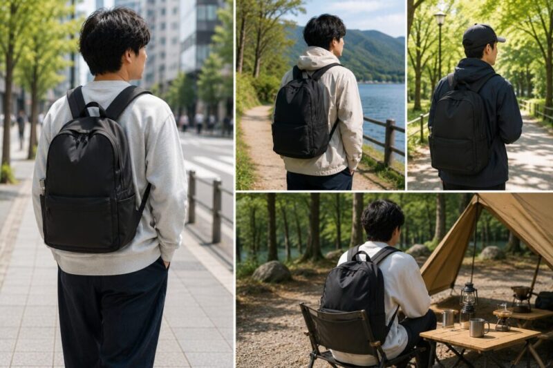 街歩きや散歩やキャンプに使いやすいシンプルな外遊びリュック