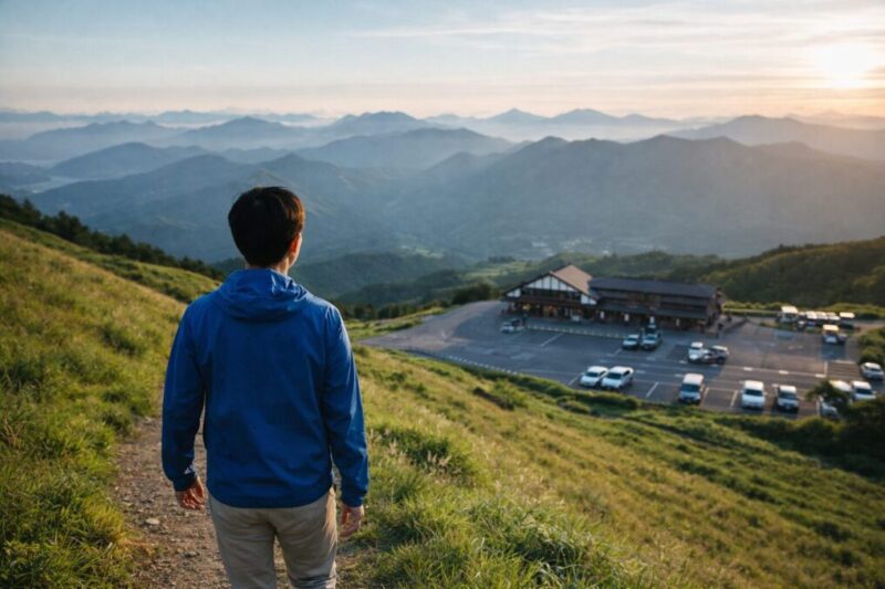 美ヶ原高原周辺で朝の散歩と景色を楽しむ外遊びイメージ