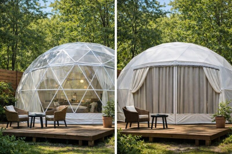 透けやすいドームと見えにくいドームの構造の違いを示す比較イメージ