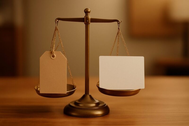 安さと品質の見極めポイントを比較しているイメージ