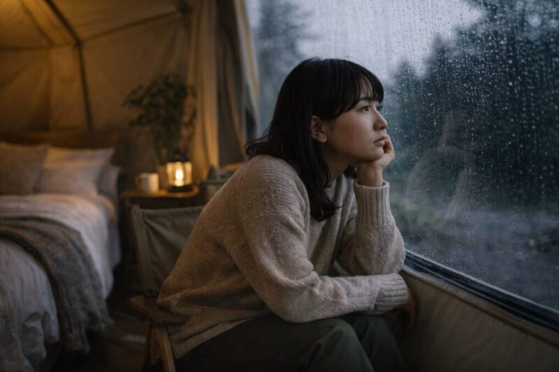 期待と過ごし方が合わず退屈を感じやすいグランピングのイメージ