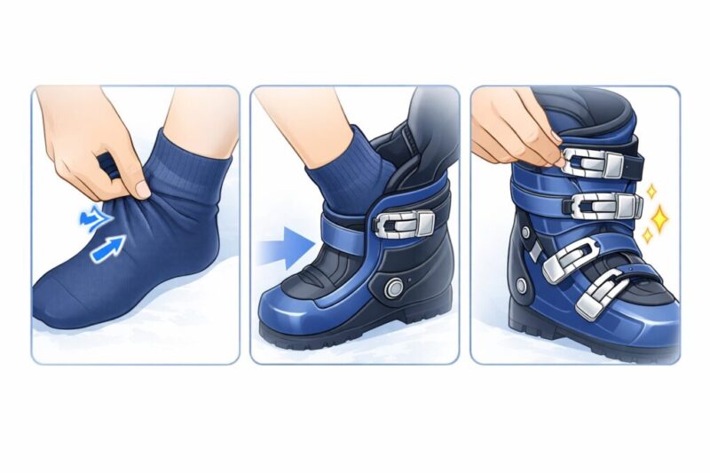 スキーブーツを無理に締める前に確認したい履き方の基本