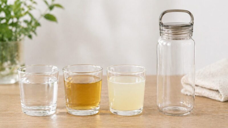 臭い残りを防ぐために飲み物の種類を確認するウォーターボトル