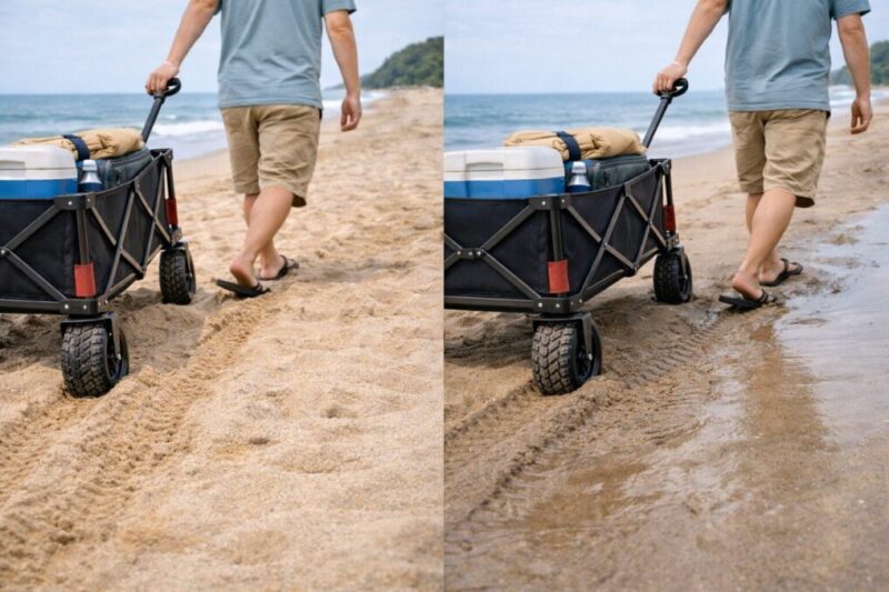 砂浜で進みやすいルートと進みにくいルートの違い