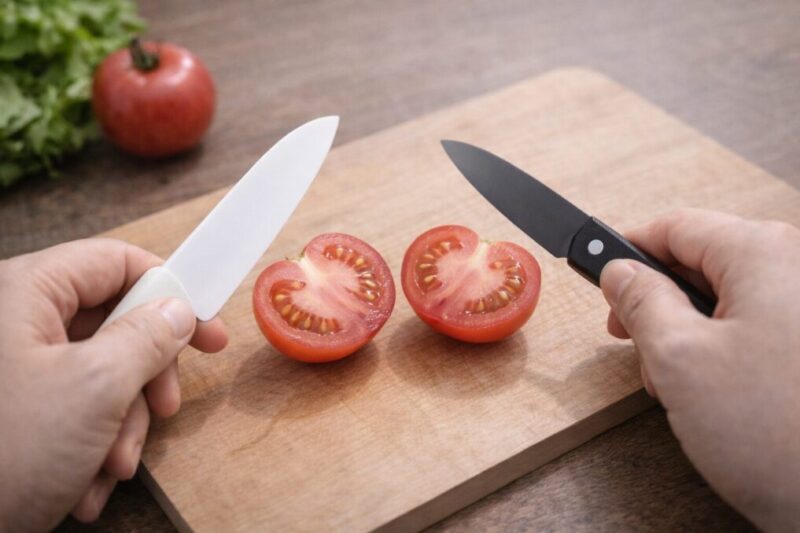 セラミックナイフを料理用として使い、扱いどころを整理するイメージ