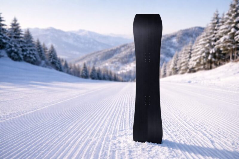 朝イチの圧雪バーンで滑りを想像できるスノーボードのイメージ