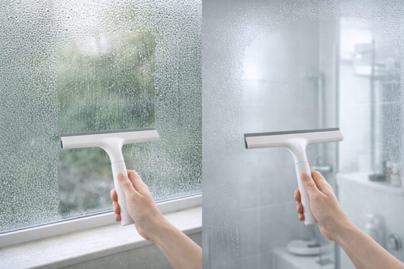 結露取りと水切り掃除の両方に使われるワイパー