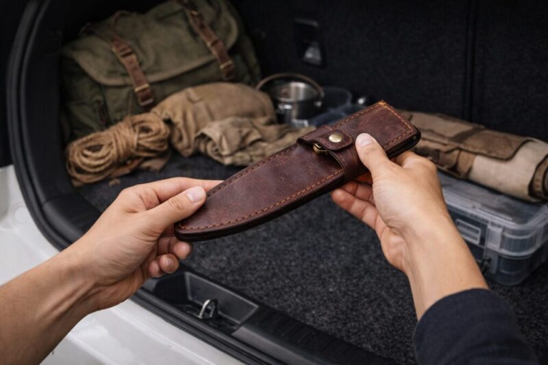 キャンプ用途が分かる形で安全に収納して持ち運ぶイメージ