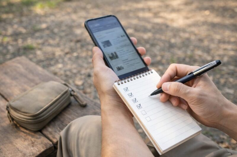 在庫確認の手順をチェックしているイメージ