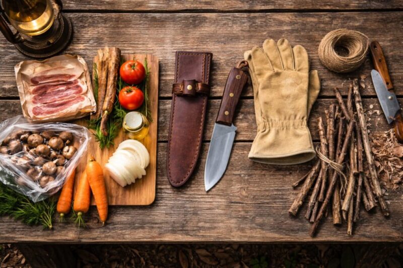 調理と焚き火など用途別にナイフ選びを整理するイメージ