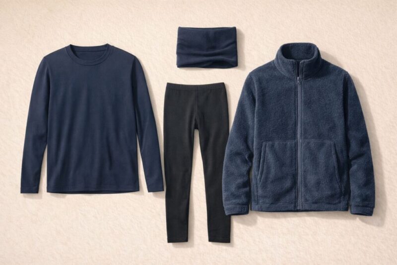 スキーウェアの下に着る服を代用するときの最低限セット例