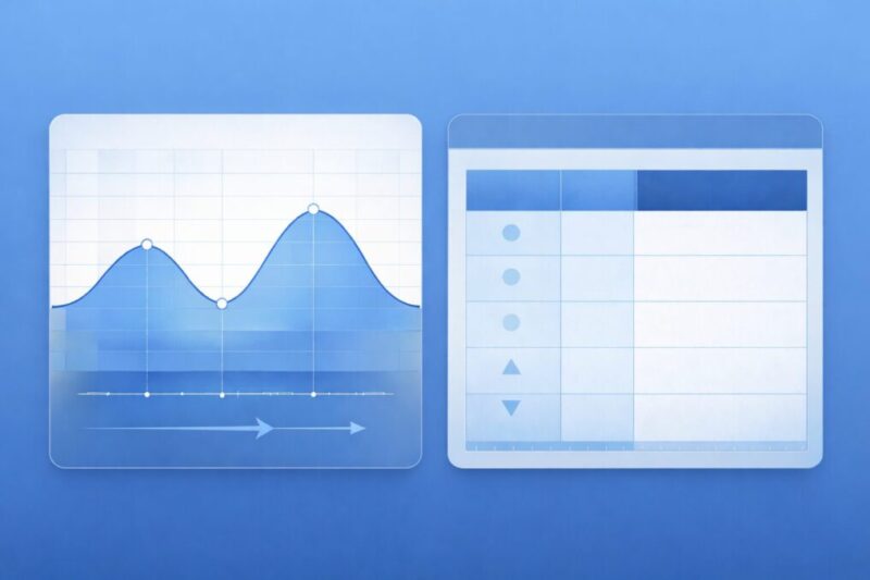 潮の流れの違いを見比べられる青系グラフのイメージ