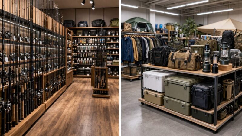 釣具専門店と総合リユース店の違いを比較するイメージ