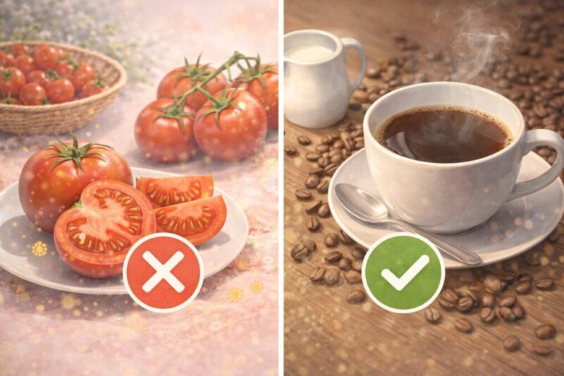 花粉症と食べ物の相性を記録して見分けるイメージ