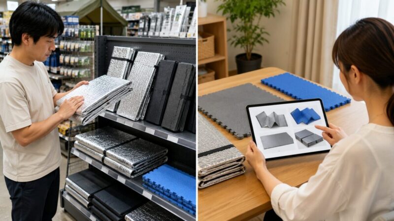 ホームセンターでマットの厚さを確認する場合と、自宅で通販の商品を比較する場合の違い