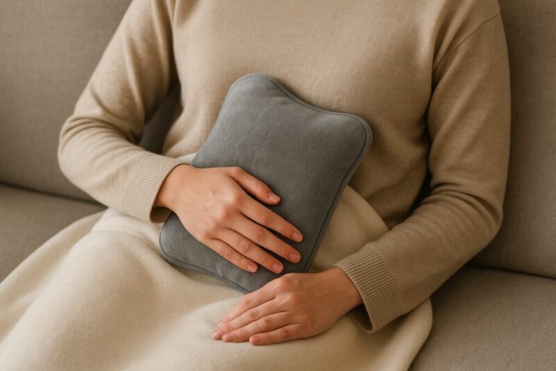 湯たんぽを直当てせず布越しに使う低温やけど対策のイメージ