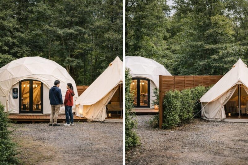 視線対策の有無で違うグランピング区画の比較