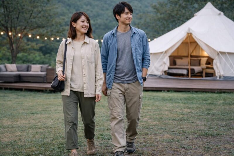 気温20度前後のグランピングでちょうどいい服装の比較イメージ