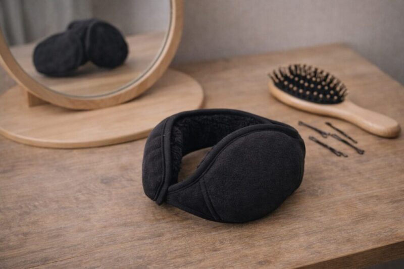 髪型を崩しにくい後ろ掛け耳当てを選ぶイメージ