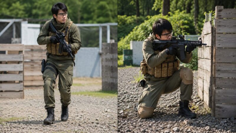 膝をつく場面の有無でニーパッドの必要性が変わる比較イメージ