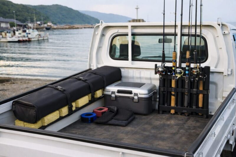 軽トラを釣り仕様にカスタムした優先装備のイメージ