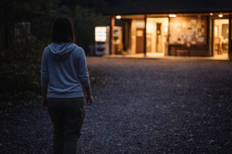 会話を長引かせず、明るい場所へ移動して距離を取るイメージ