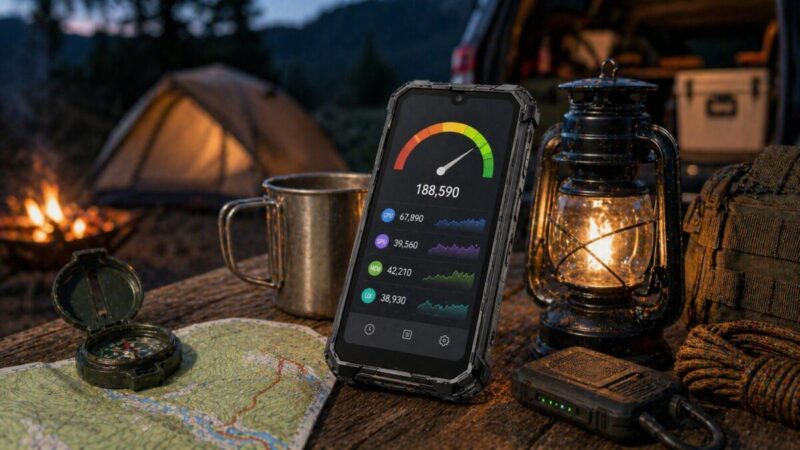 タフネススマホの動作性能をメーターで確認するイメージ