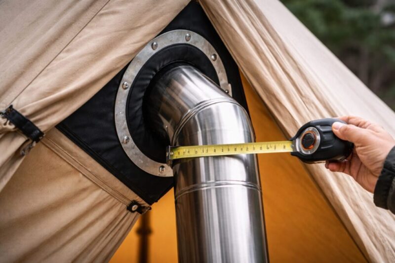 煙突口や距離を確認して安全判断するイメージ